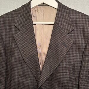 VTG Monsieur GIVENCHY Tweed Blazer Black Brown Houndstooth ‎ Suit Jacket 36